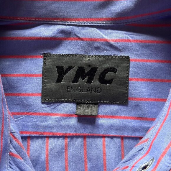 ymc blue orange striped button up shirt - Picture 5 of 5